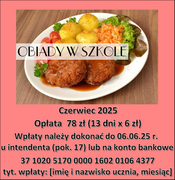 Obiady w czerwcu 2025 r.