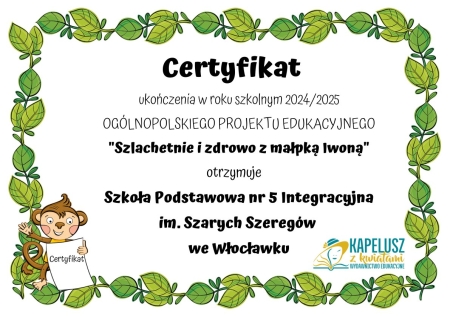 Działania klasy 2b w ramach projektu „Szlachetnie i Zdrowo z Małpką Iwoną”