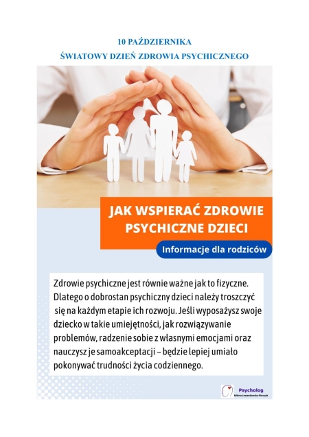 10 PAŹDZIERNIKA - ŚWIATOWY DZIEŃ ZDROWIA PSYCHICZNEGO