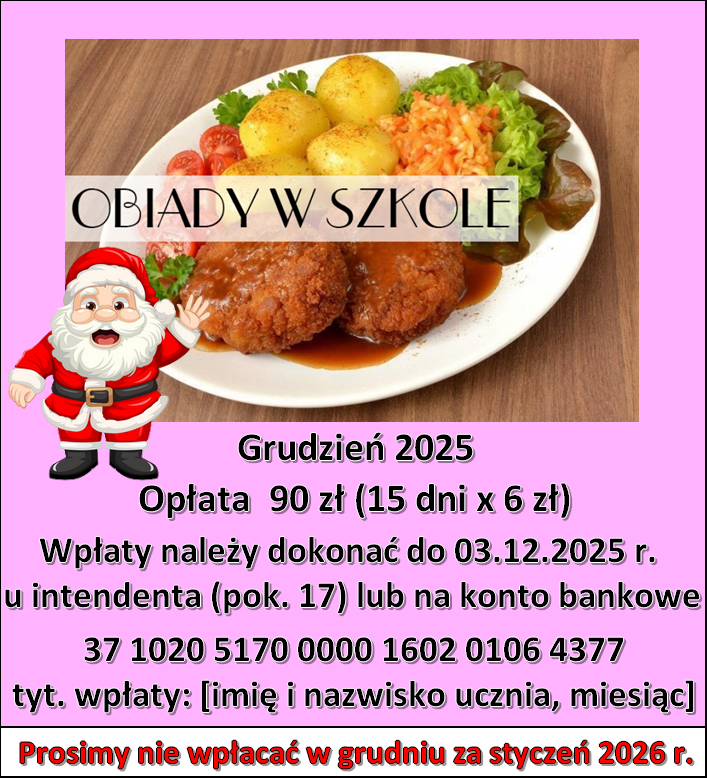 Obiady w grudniu 2025 r.