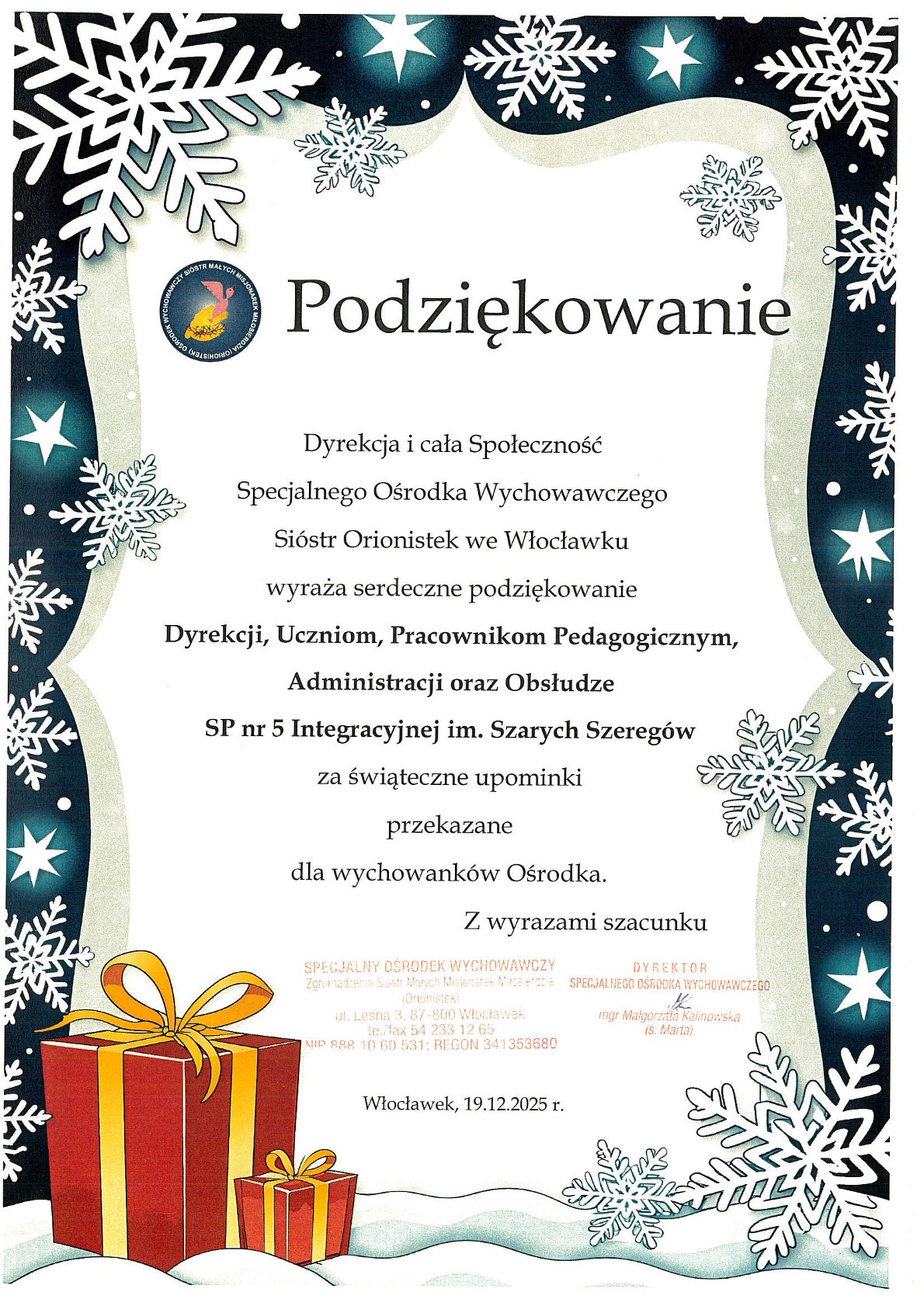 Podziękowanie dla SP5