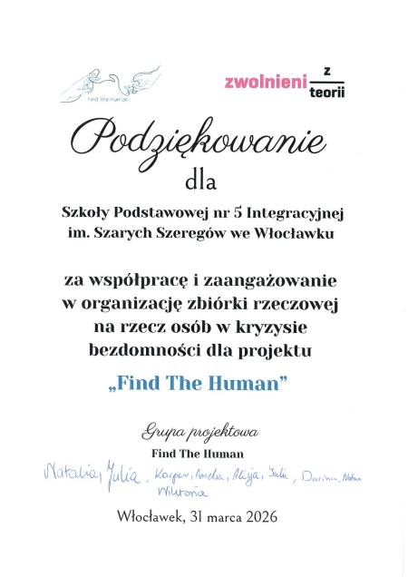 Podziękowanie dla SP5