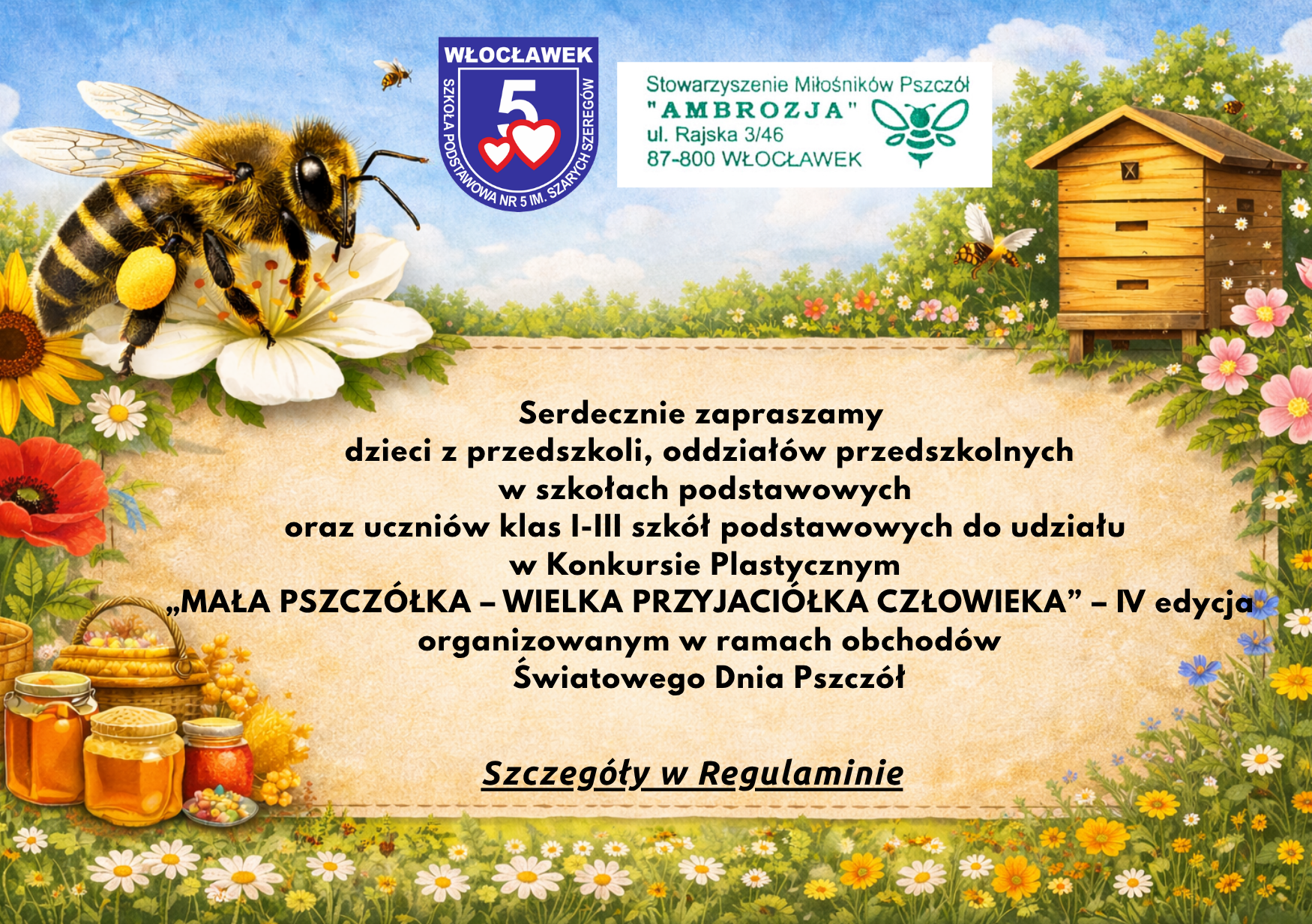 Konkurs Plastyczny  „MAŁA PSZCZÓŁKA – WIELKA PRZYJACIÓŁKA CZŁOWIEKA” 