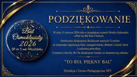 Bal Klas Ósmych - podziękowanie