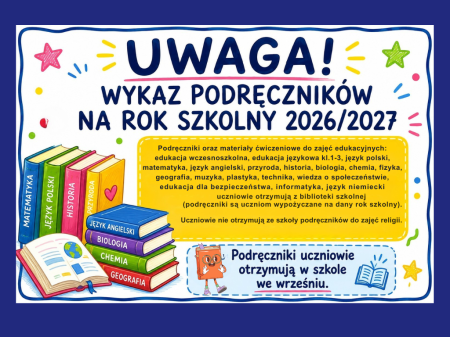 Wykaz podręczników na rok szkolny 2026/2027