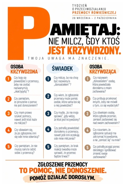 Tydzień o przeciwdziałaniu przemocy rówieśniczej - KROK 4