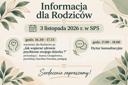''Jak wspierać zdrowie pschiczne swojego dziecka?'' - warsztaty dla Rodziców